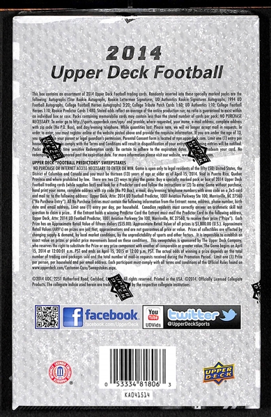 2014 Upper Deck Football Hobby Box