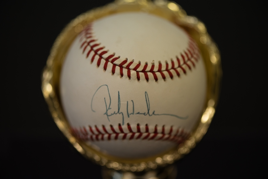 Rickey Henderson & Jim Rice Signed HOF Baseball Display - JSA