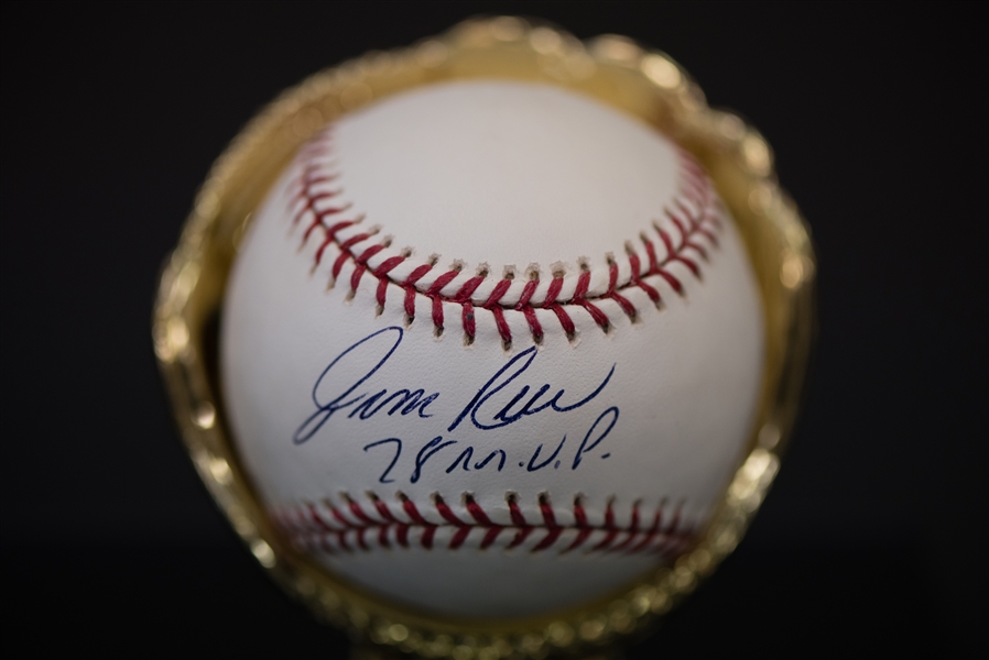 Rickey Henderson & Jim Rice Signed HOF Baseball Display - JSA