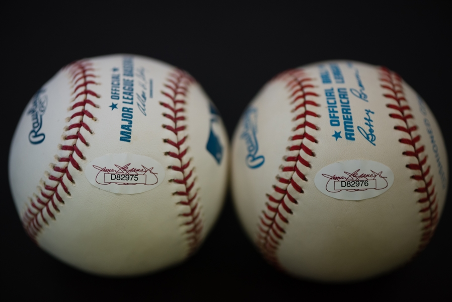 Rickey Henderson & Jim Rice Signed HOF Baseball Display - JSA