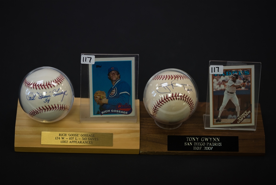 Goose Gossage & Tony Gwynn Signed Baseballs W/ Stands - JSA