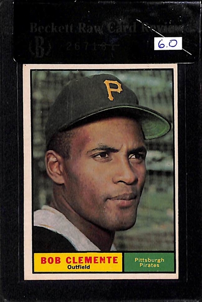 1961 Topps Roberto Clemente BVG 6.0 & Richie Ashburn BVG 8 Cards
