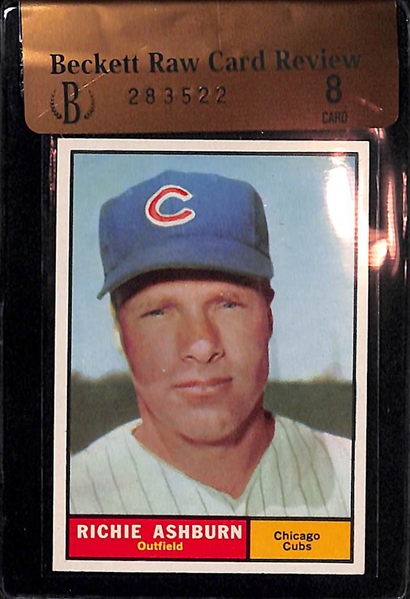 1961 Topps Roberto Clemente BVG 6.0 & Richie Ashburn BVG 8 Cards