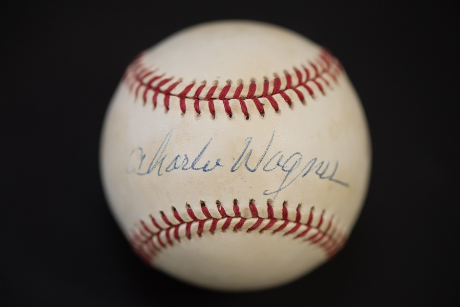 Charles Wagner Signed Baseball & Bobble Head