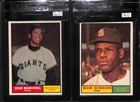 1961 Topps Bob Gibson BVG 7.0 & Juan Marichal BVG 6.0 Cards