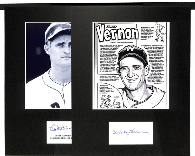 Bobby Doerr & Mickey Vernon Signed Matted Photos