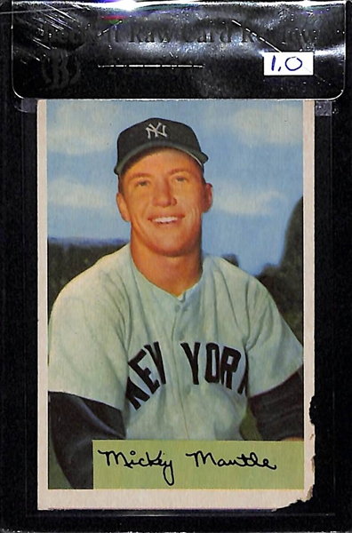 1954 Bowman #65 Mickey Mantle Card BVG 1.0
