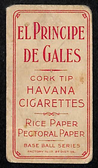 1909 T206 George Stovall El Principe de Gales Back Card