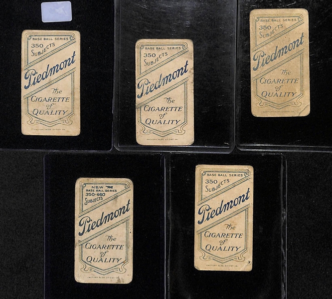 Lot Of 5 1909 T206 Piedmont Back Cards
