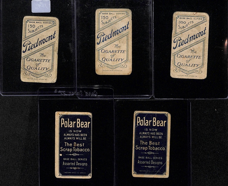 Lot Of 5 1909 T206 Cards w. Schmidt