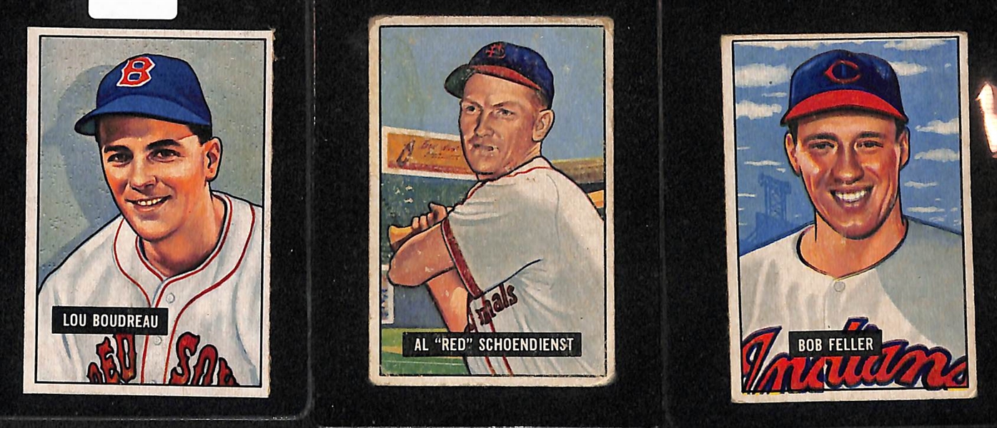 Lot Of 3 HOF 1951 Bowman Cards w. Feller