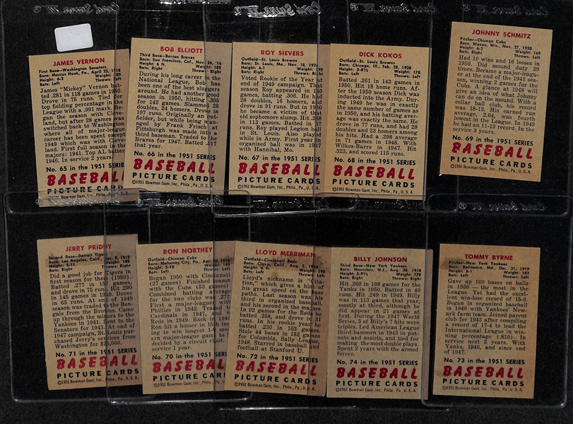 Lot Of 10 1951 Bowman Cards w. Vernon