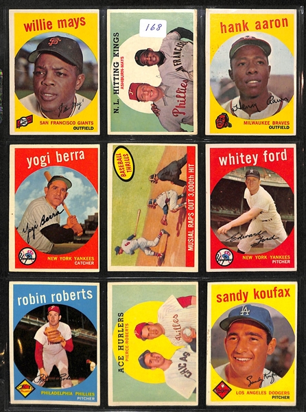 Lot Of 162 Different 1959 Topps Baseball Cards w. Mays