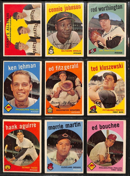 Lot Of 162 Different 1959 Topps Baseball Cards w. Mays