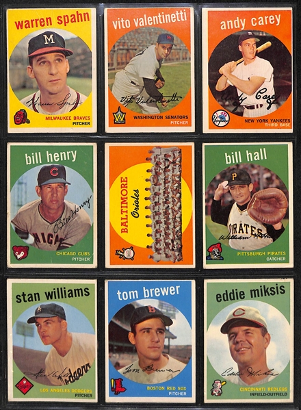 Lot Of 162 Different 1959 Topps Baseball Cards w. Mays