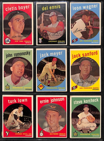 Lot Of 162 Different 1959 Topps Baseball Cards w. Mays