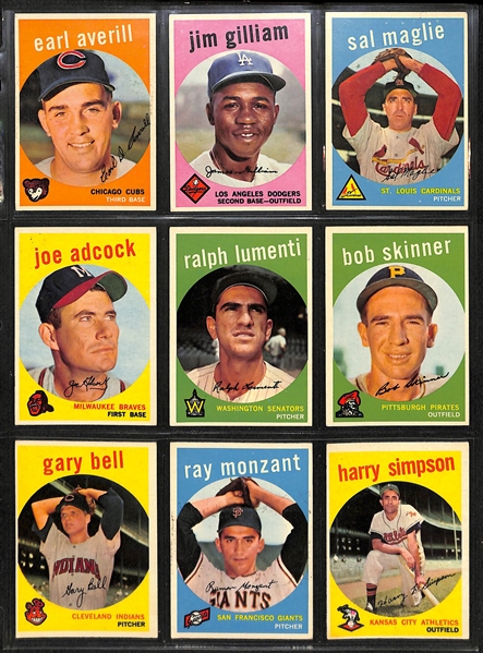 Lot Of 162 Different 1959 Topps Baseball Cards w. Mays