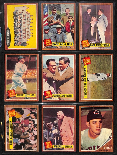 Lot Of 200 Different 1962 Topps Baseball Cards w. Banks