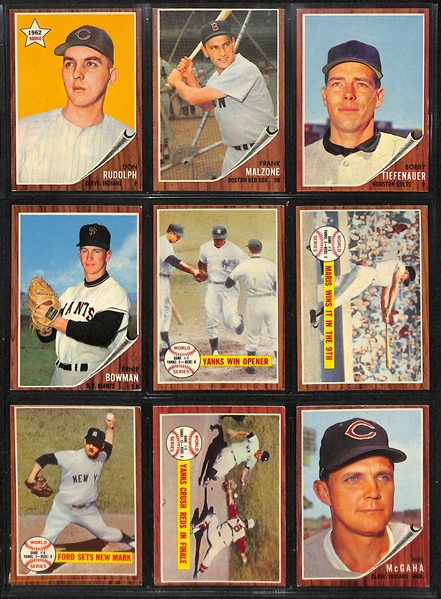 Lot Of 200 Different 1962 Topps Baseball Cards w. Banks