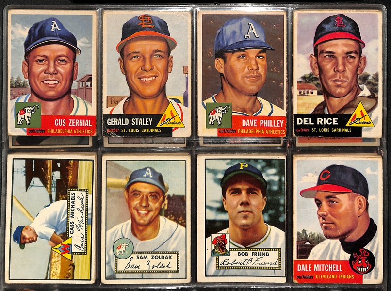 Lot Of 56 Baseball Cards From 1952-1954 w. Feller
