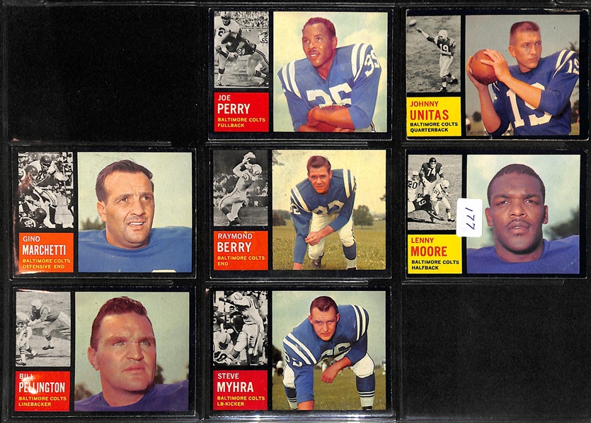 1962 Topps Football Partial Set Of 137 Cards