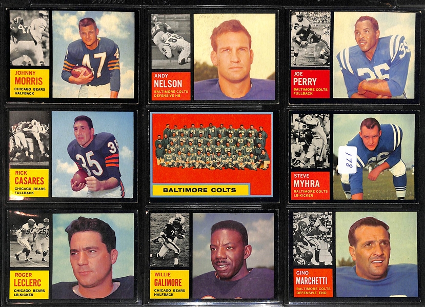 Lot Of 85 Different 1962 Topps Football Cards