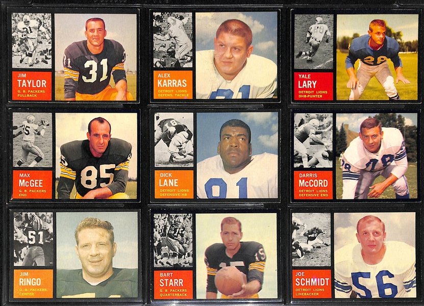 Lot Of 85 Different 1962 Topps Football Cards