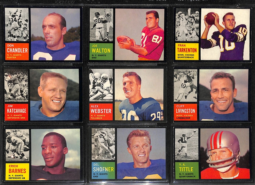 Lot Of 85 Different 1962 Topps Football Cards