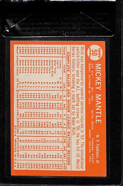 1964 Topps Mickey Mantle Card BVG 6.0