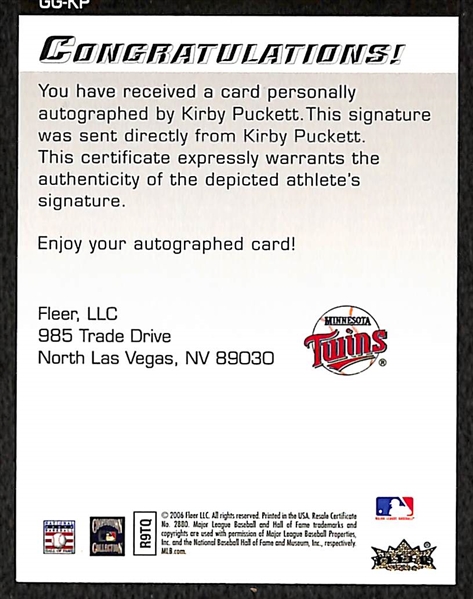 2006 Fleer Greats Of The Game Kirby Puckett Auto Card