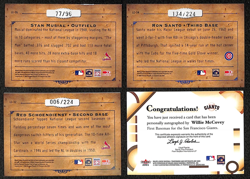 HOF Baseball Auto Lot Of 4 Cards W/ Musial