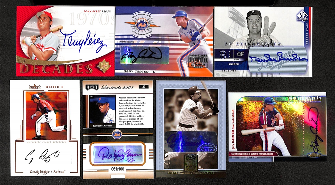 HOF Baseball Auto Lot Of 7 Cards W/ Carter