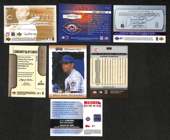 HOF Baseball Auto Lot Of 7 Cards W/ Carter