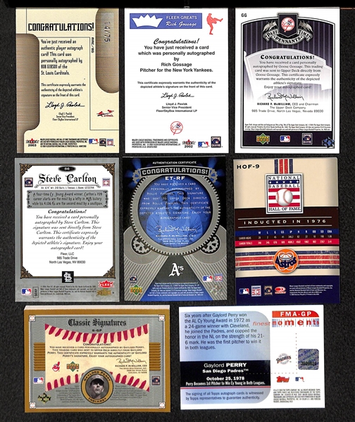 HOF Baseball Auto Card Lot Of  8 W/ Gibson