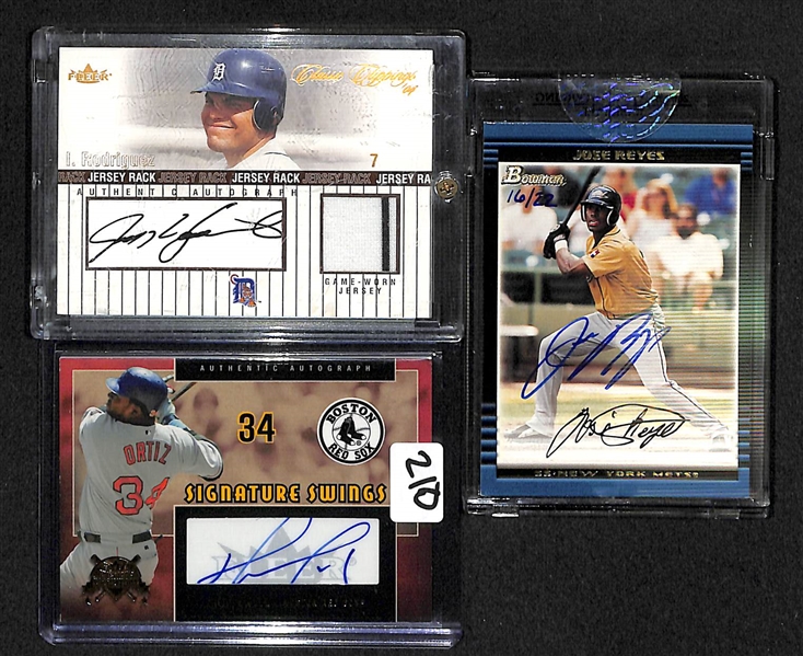 Lot Of 3 Baseball Stars Auto Cards W/ Ortiz