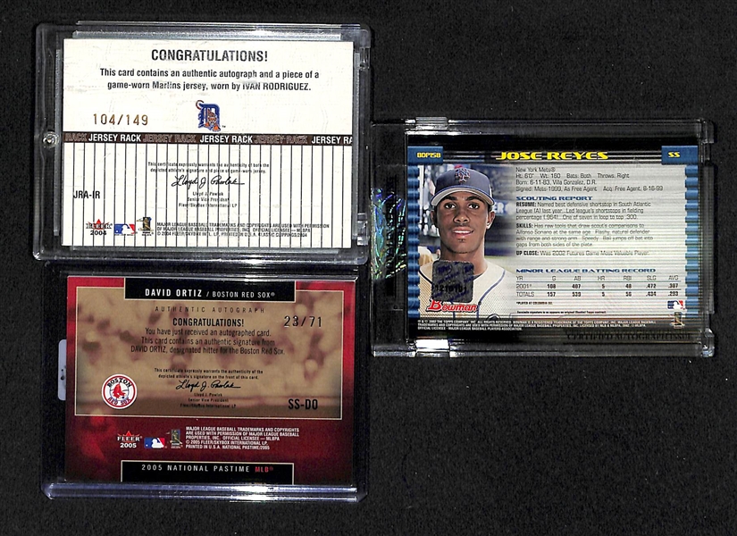 Lot Of 3 Baseball Stars Auto Cards W/ Ortiz