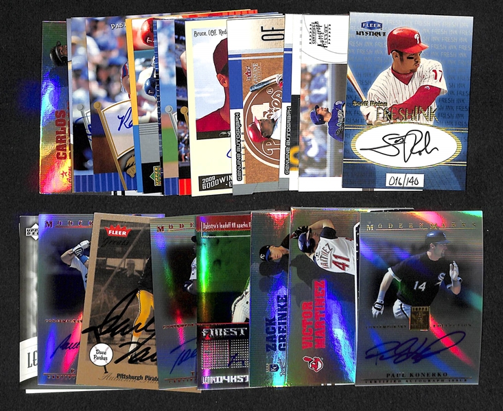 Lof Of 25 Baseball Stars Auto Cards W/ Mauer