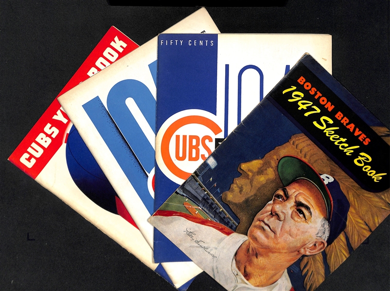 Lot Of 4 Vintage Yearbooks & Programs c. 1947-1950 - Braves & Cubs