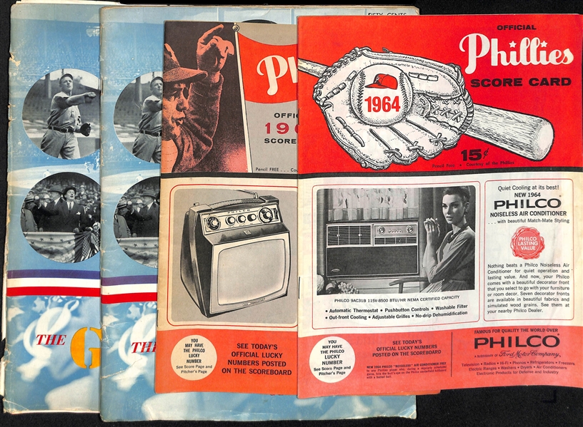 Lot Of 4 Yearbooks & Scorecards c. 1947 & 1964/65 - Phillies & NY Giants