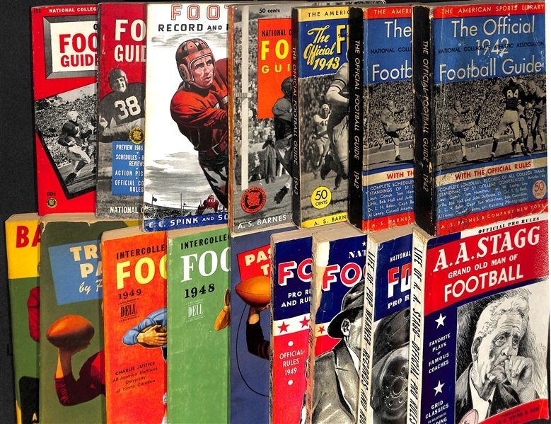 Lot Of 16 Vintage Football Guides & Record Books c. 1940s