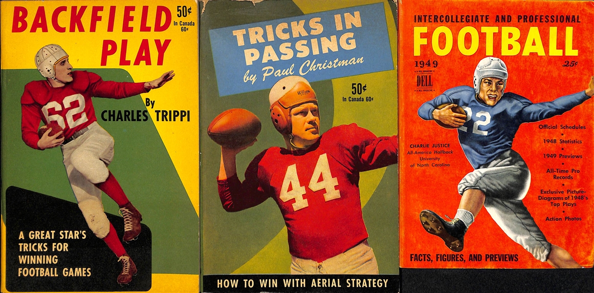 Lot Of 16 Vintage Football Guides & Record Books c. 1940s