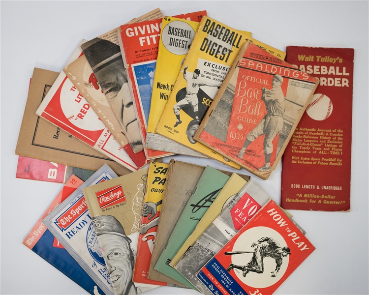 Lot Of 19 Vintage Baseball Guides & Record Books c. 1930s - 1960s