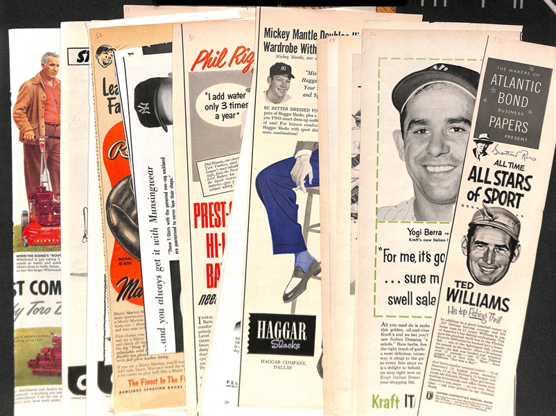 Lot Of 24 1950's Sports Newspaper Ad Clippings