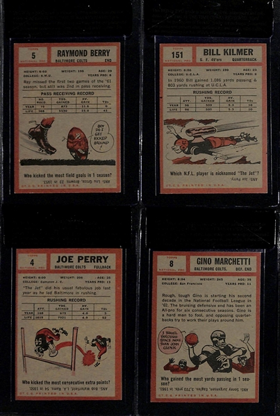 Lot Of 4 1962 Topps Football Cards W/ Berry BVG 