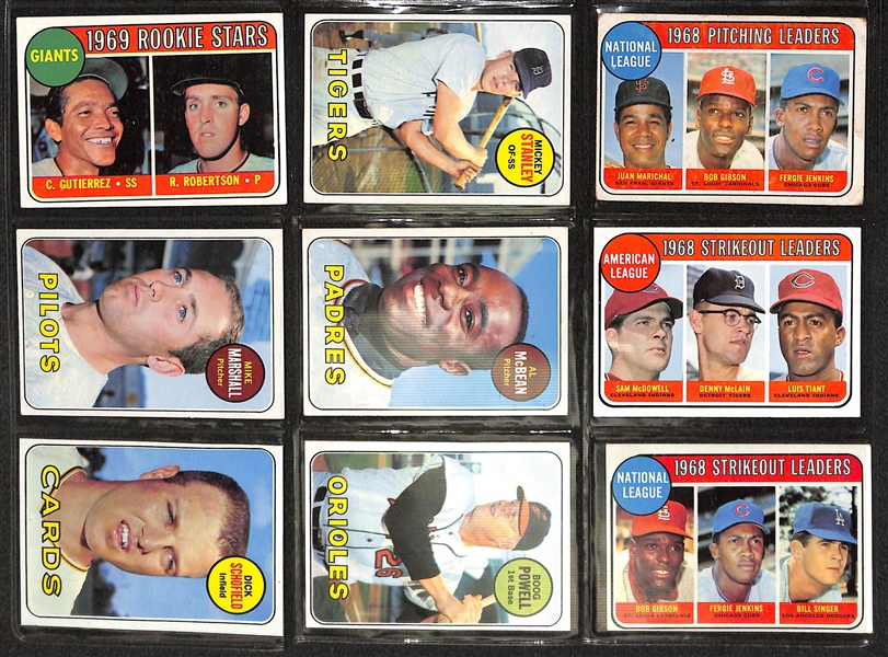 Binder of 400 Cards - Partial Set of 1969 Topps Baseball w. Clemente