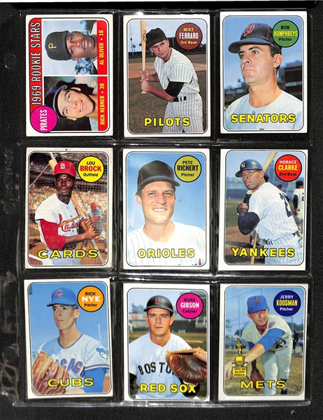 Binder of 400 Cards - Partial Set of 1969 Topps Baseball w. Clemente