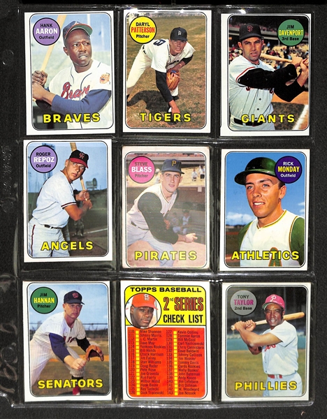 Binder of 400 Cards - Partial Set of 1969 Topps Baseball w. Clemente