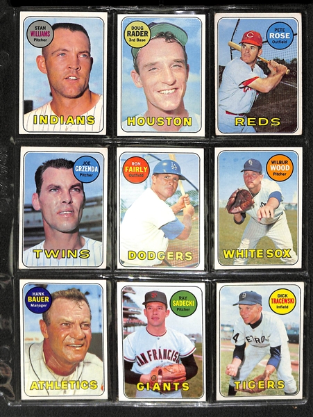 Binder of 400 Cards - Partial Set of 1969 Topps Baseball w. Clemente