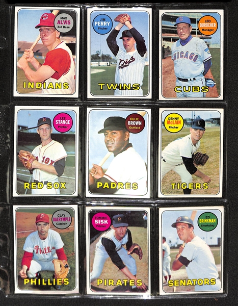 Binder of 400 Cards - Partial Set of 1969 Topps Baseball w. Clemente