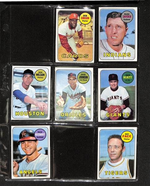 Binder of 400 Cards - Partial Set of 1969 Topps Baseball w. Clemente